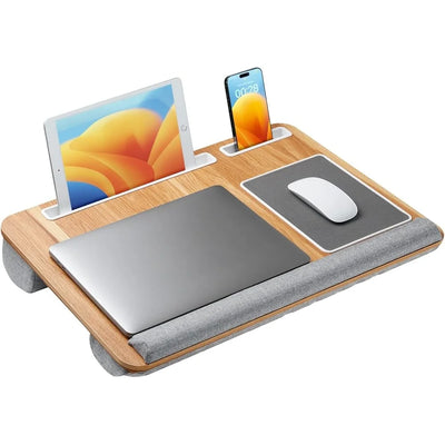 Large Lap Desk Laptop with Built-in Mouse Pad Wrist Support Phone Tablet Holder Home Office Use