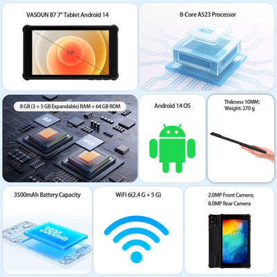 PRITOM Tablet 7" Android 14 Tablets