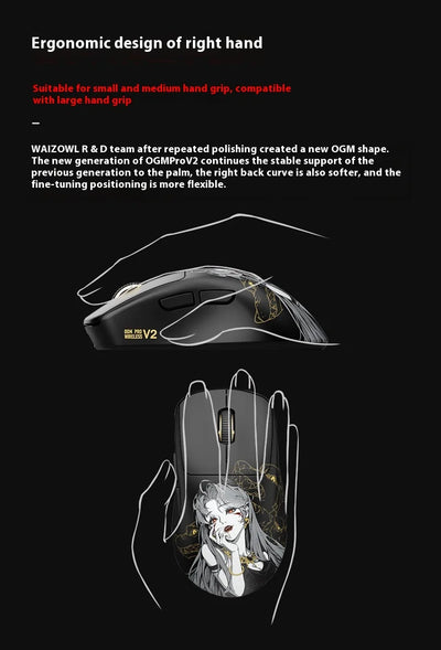 Waizowl Ogm Pro V2 Mouse Three-Mode Wireless Paw3950 30000dpi Gaming Mouse Lightweight Customize Mouse For Desktop Computer Gift