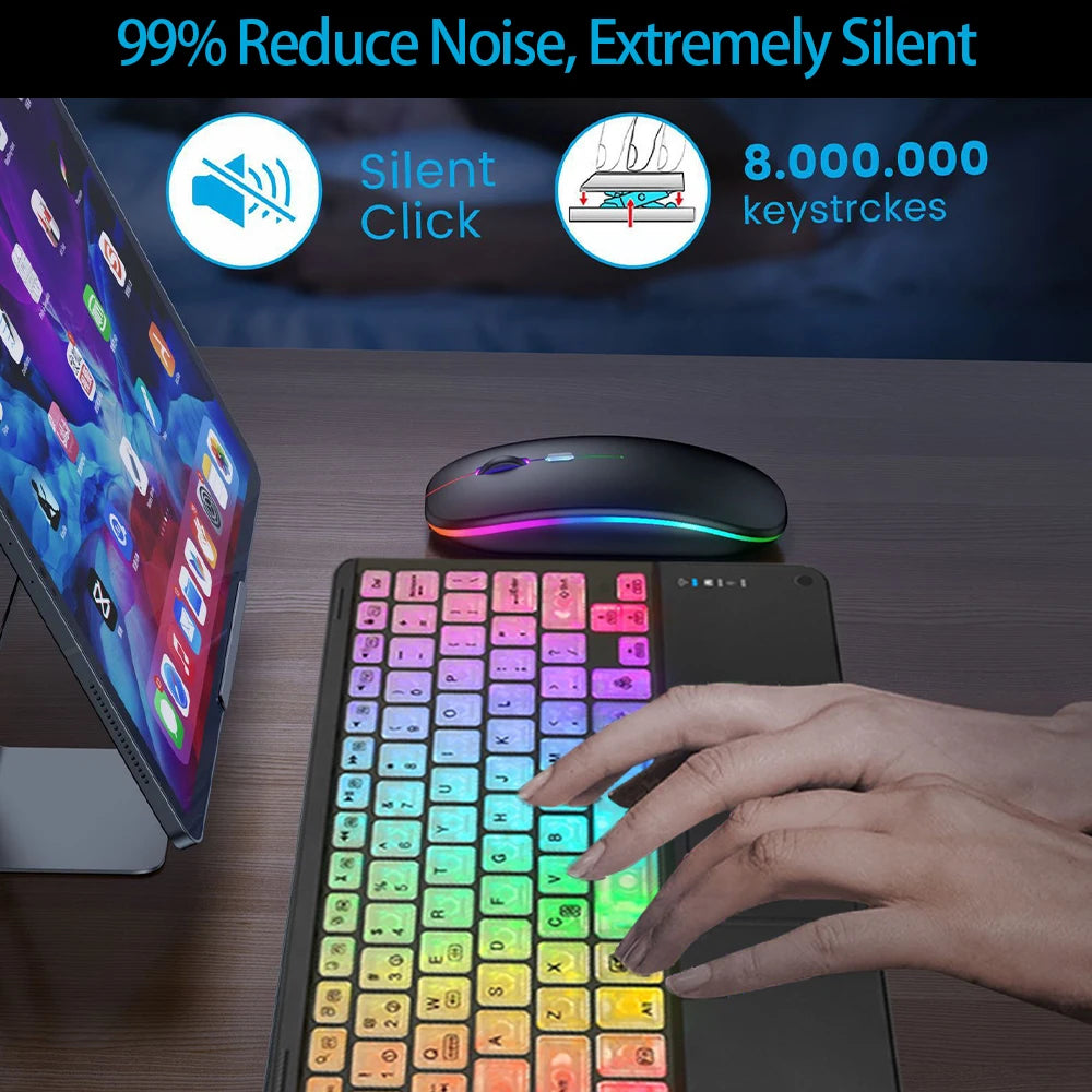 Wireless Backlight Keyboard And Mouse With Touchpad For Apple Huawei Samsung Xiaomi Rechargeable Ultra-Thin Tablet Teclado