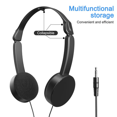 3.5mm Wired Headsets Adjustable Foldable Music Headphones Over Ear Stereo Headband Gaming Earphones Girl Gift for Mobile Tablet