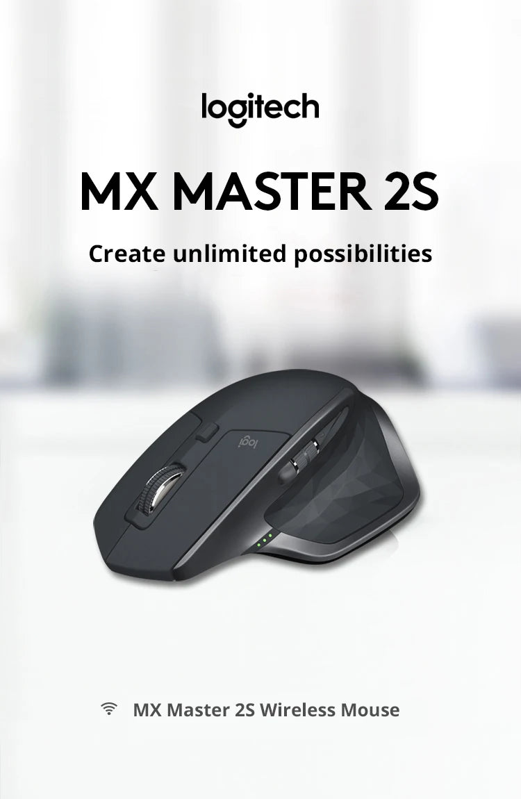 Logitech MX Master2s Wireless Bluetooth Mouse for Office iPad Laptop Desktop Computer Rechargeable Model