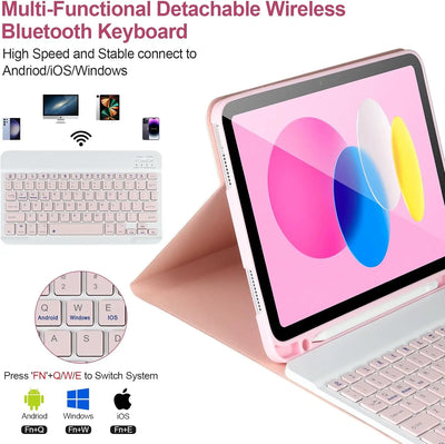 iPad 10th Gen Case with Keyboard Wireless Detachable Folio Keyboard Cover with Mouse Pencil Slot for iPad 10th Gen 10.9Inch 2022