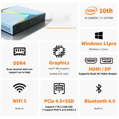 Mini PC intel Core i9-10885H i7-10870H Nvidia GTX1650