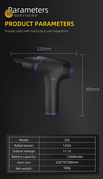 15000mAh Portable Compressed Air Blower High Power Brushless Multifunction Air Duster Cleaner for Keyboard Computer Cleaning