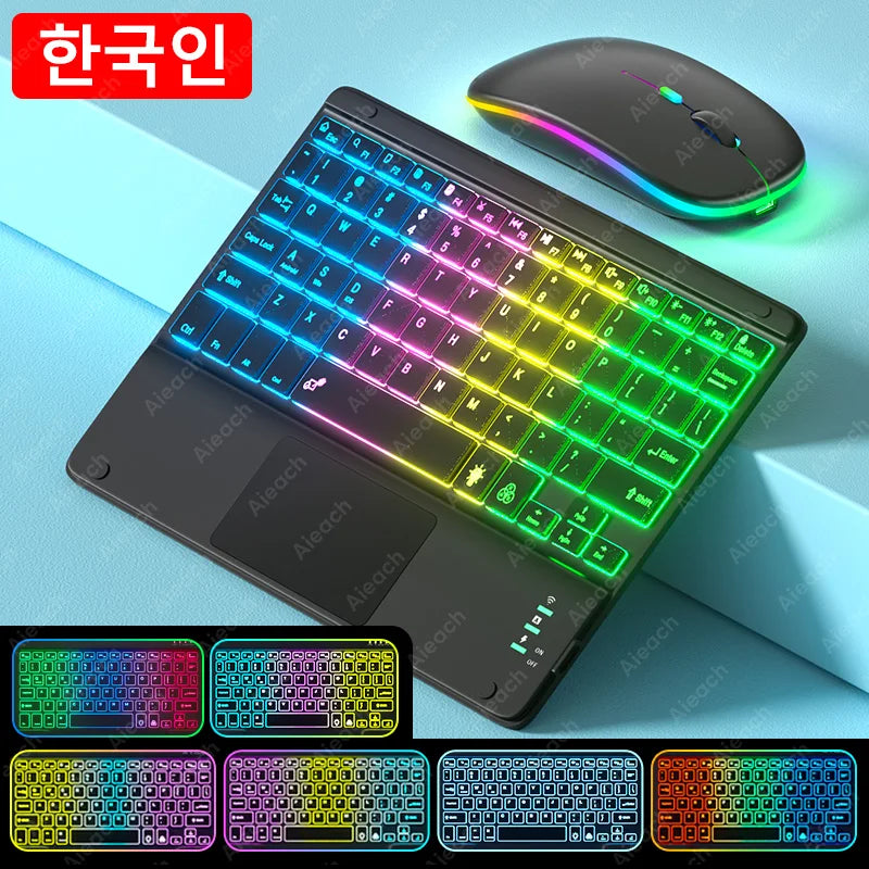 Rechargeable Backlit Tablet Android Keyboard,Wireless Bluetooth Keyboard with Touchpad for Xiaomi Pad 5 6 Pro iPad 9th 10th Gen