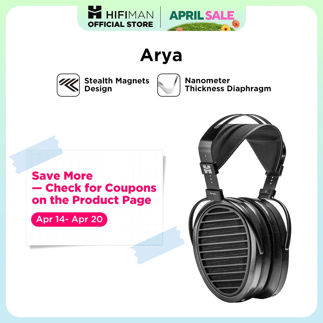 HIFIMAN Arya Full-Size Over Ear Planar Magnetic Audiophile Adjustable Headphone Stealth Magnets Version
