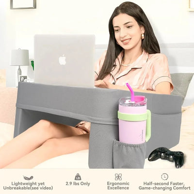 Ergonomic Reading Pillow Gaming Lap Desk with Cup Holder