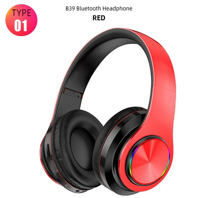 B39 Wireless Illuminated Headset Over-ear HiFi Stereo Headphones Foldable Gaming Headset For Airplane Travel Work Workout Home