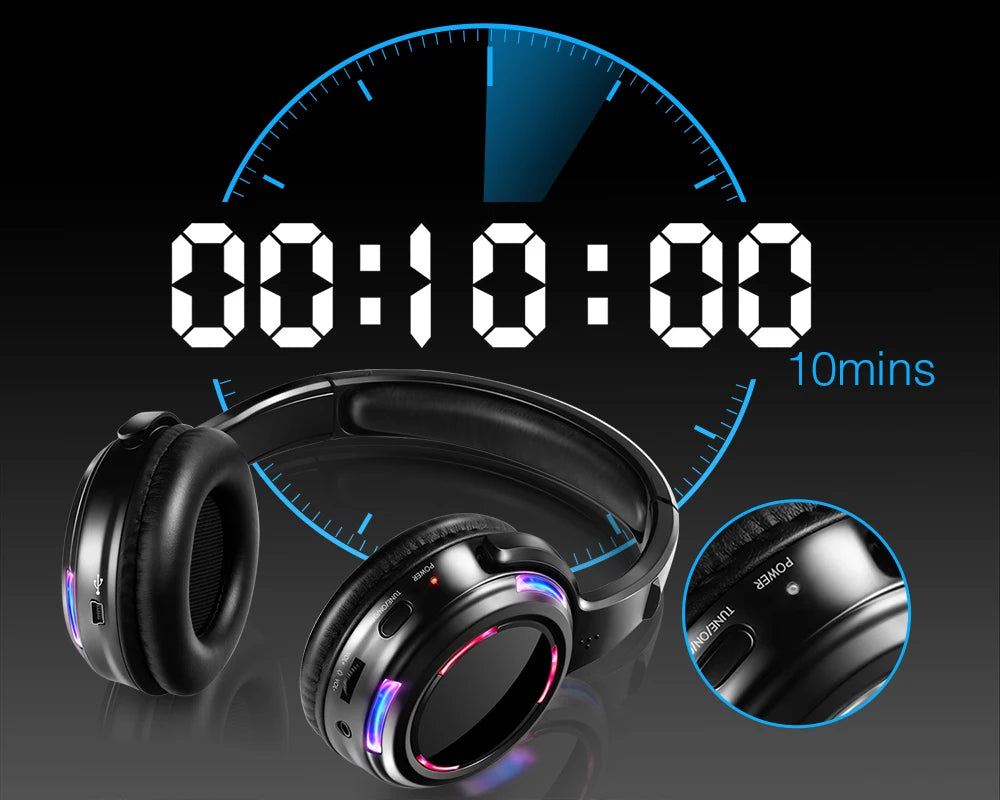 Silent Disco Headphones Compete System 200m Led Wireless Earphones 5 Headset + 200m Transmitter HD Sound No Lag for TV Watching