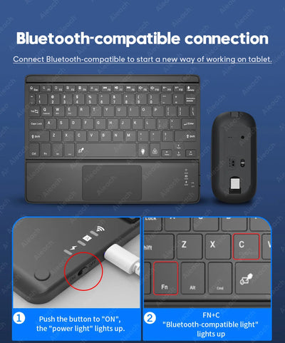 Rechargeable Backlit Tablet Android Keyboard,Wireless Bluetooth Keyboard with Touchpad for Xiaomi Pad 5 6 Pro iPad 9th 10th Gen