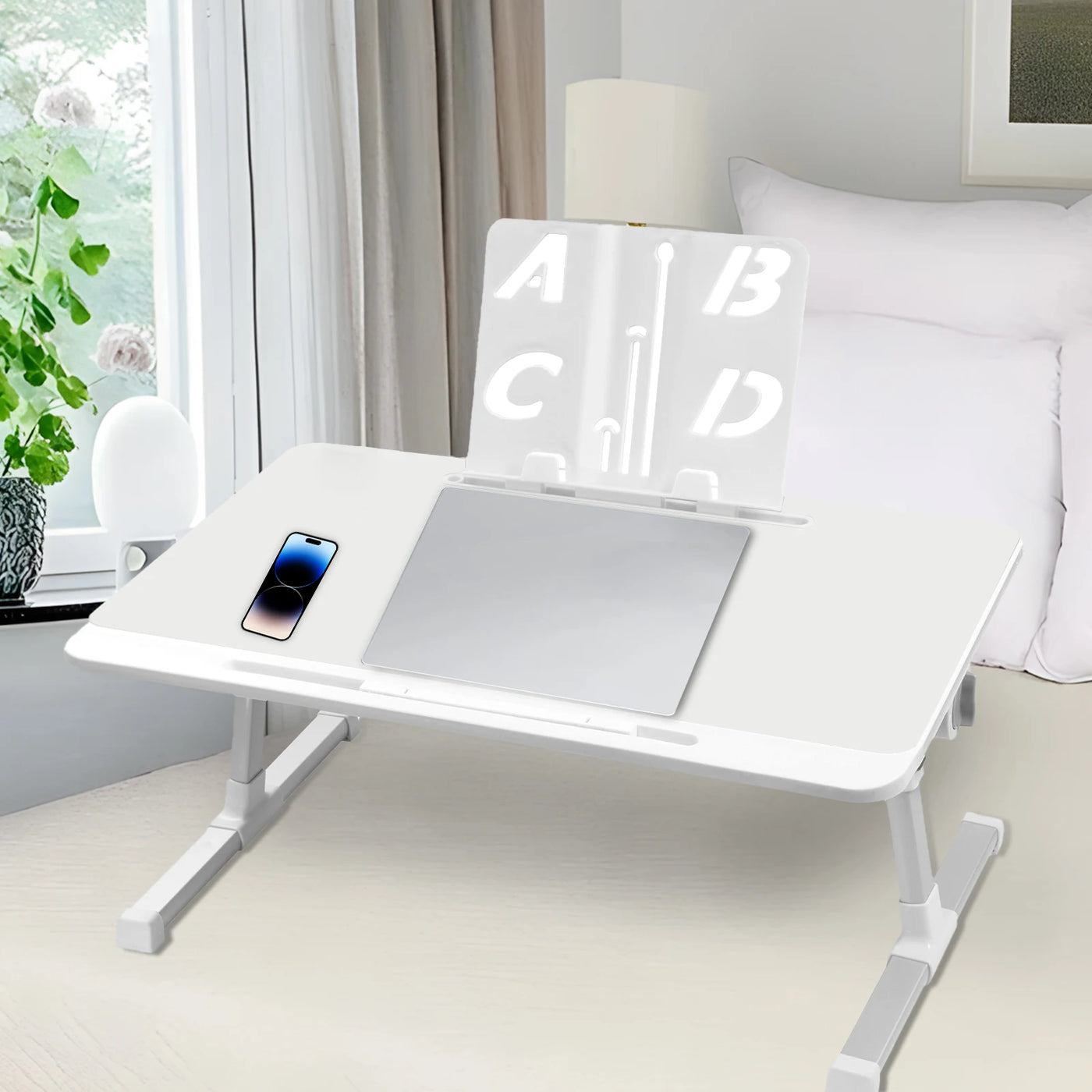 Bed Laptop Stand Folding Laptop Bed Desk Computer Desk with Drawer, Book Stand, Non-Slip Lap Tray for Home Office
