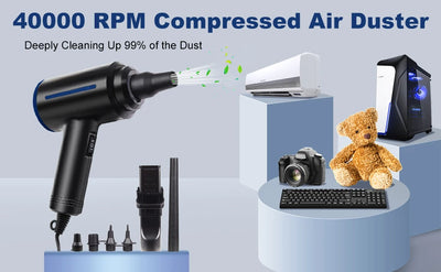500W Electric Compressed Air Duster Blower Canned Air Spray for Computer PC Keyboard Clean Hair Dryer,Air Pump for Inflatables