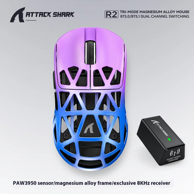 ATTACK SHARK  R2 Magnesium Alloy Wireless Mouse PAW3950 Lightweight Gaming Esports Bluetooth Three-Mode 8k Gaming Office Mouse