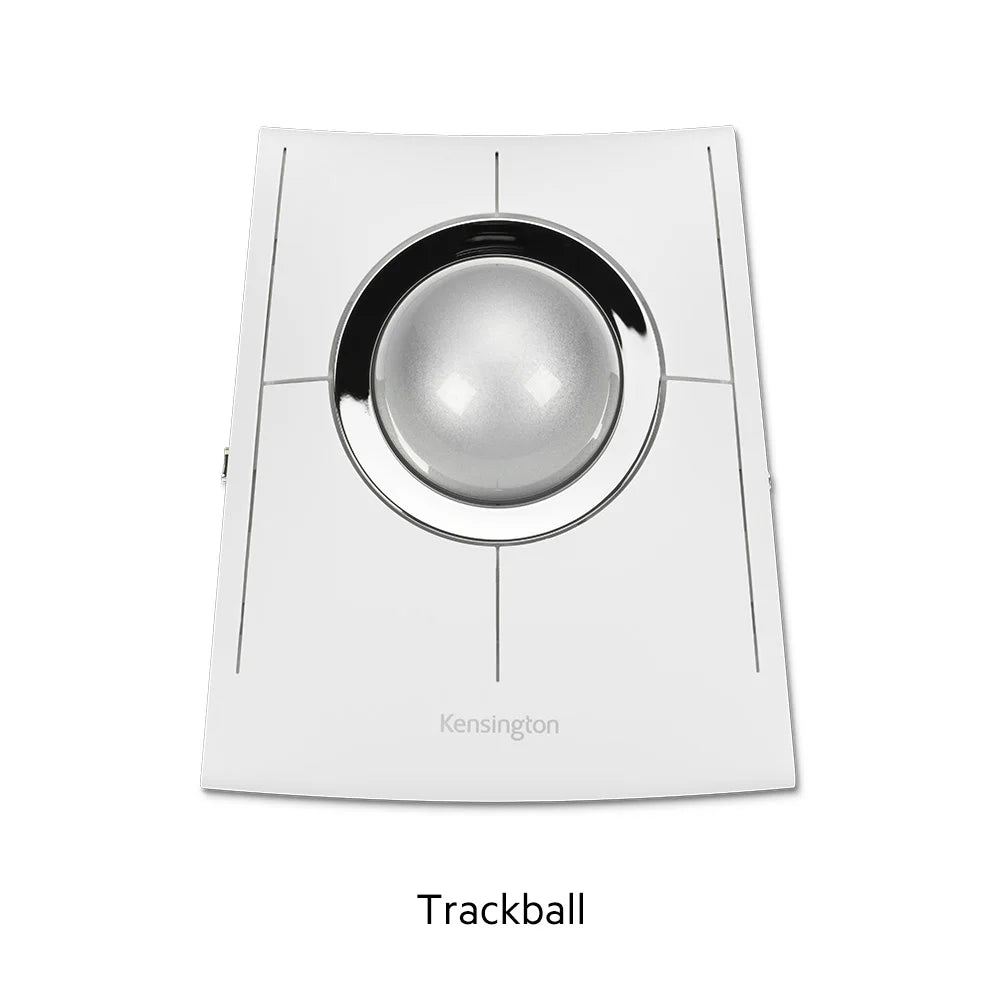 Kensington Wireless/Wired Mouse Trackball SlimBlade Pro White Ergonomic Design for Both Hand for CAD K72084