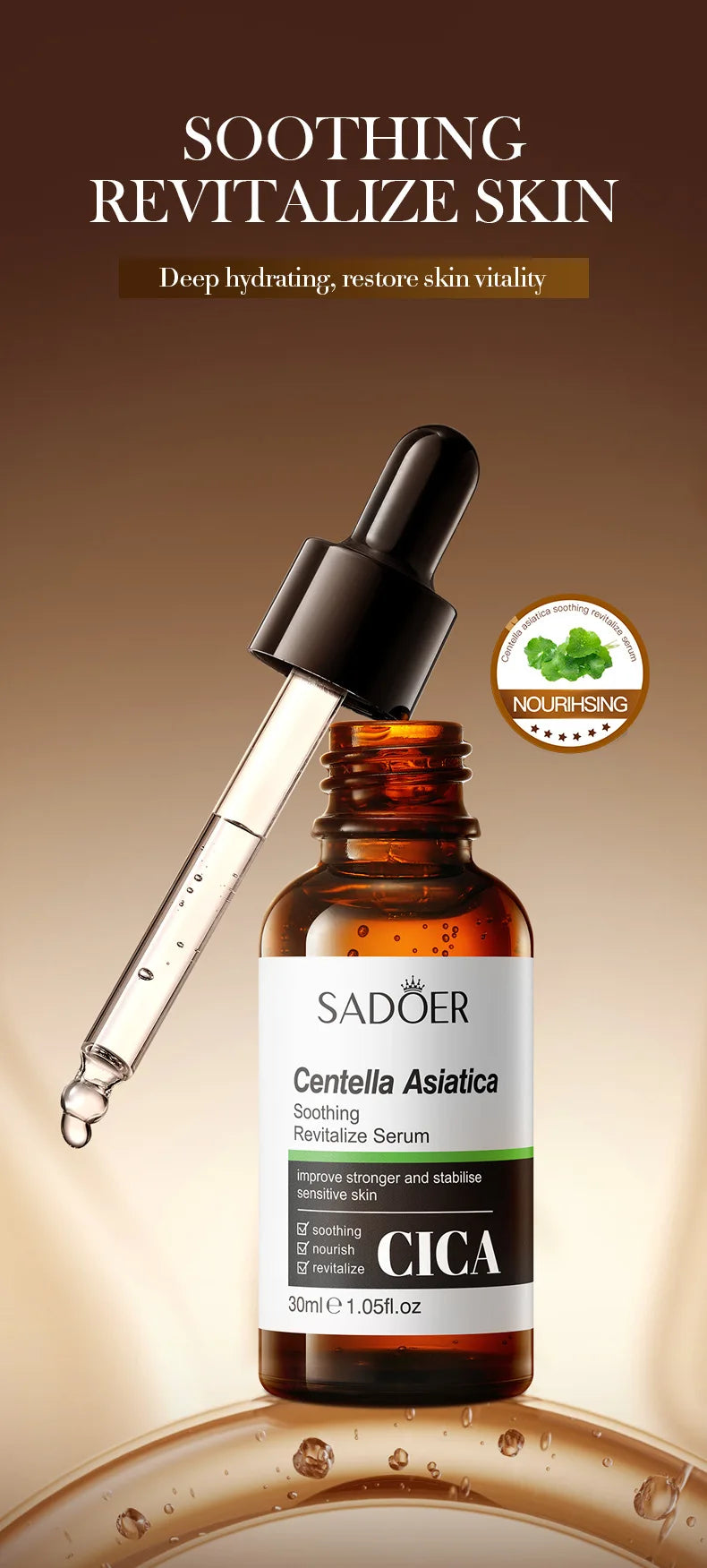 1/3pcs SADOER Salicylic Acid Centella Asiatica Hyaluronic Acid Serum for Face Moisturizing