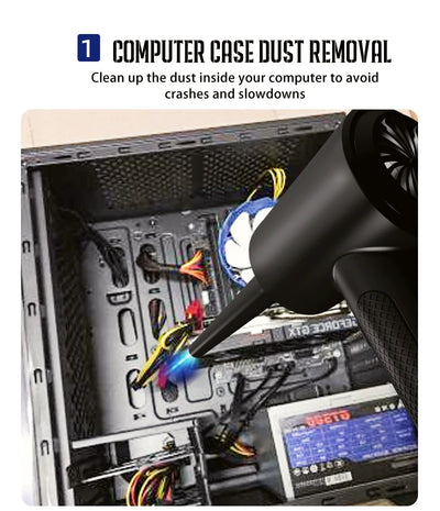 Compressed Air Duster for Computers Protable Cordless Air Blower Computer Cleaning with LED Light for PC Keyboard Crumbs Car