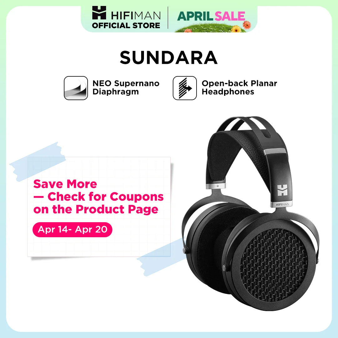 HIFIMAN SUNDARA Over-Ear Full-Size Planar Magnetic Headphones (Black) with High Fidelity Design Metal Casing