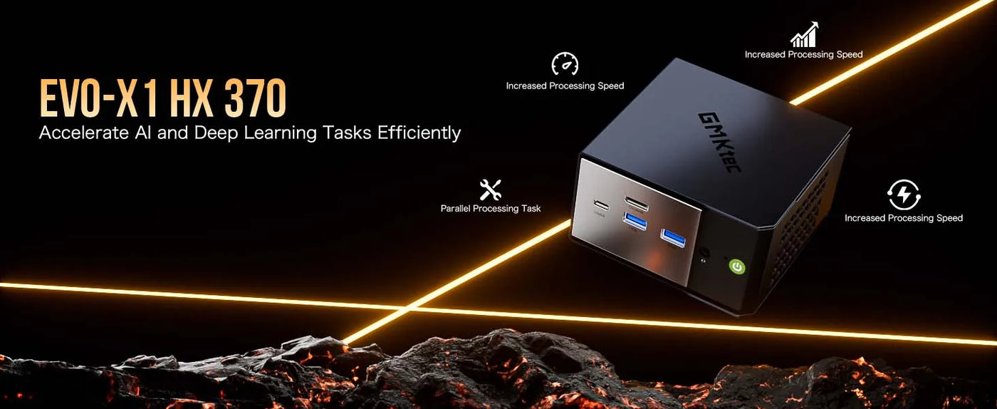 GMKtec EVO-X1 Mini PC AMD AI 9 HX 370 Win11 Pro LPDDR5X