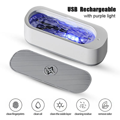 Ultrasonic Cleaning Machine 45000Hz High Frequency Vibration USB Charging Battery 360° For Glasses Watch Ring Portable Cleaner