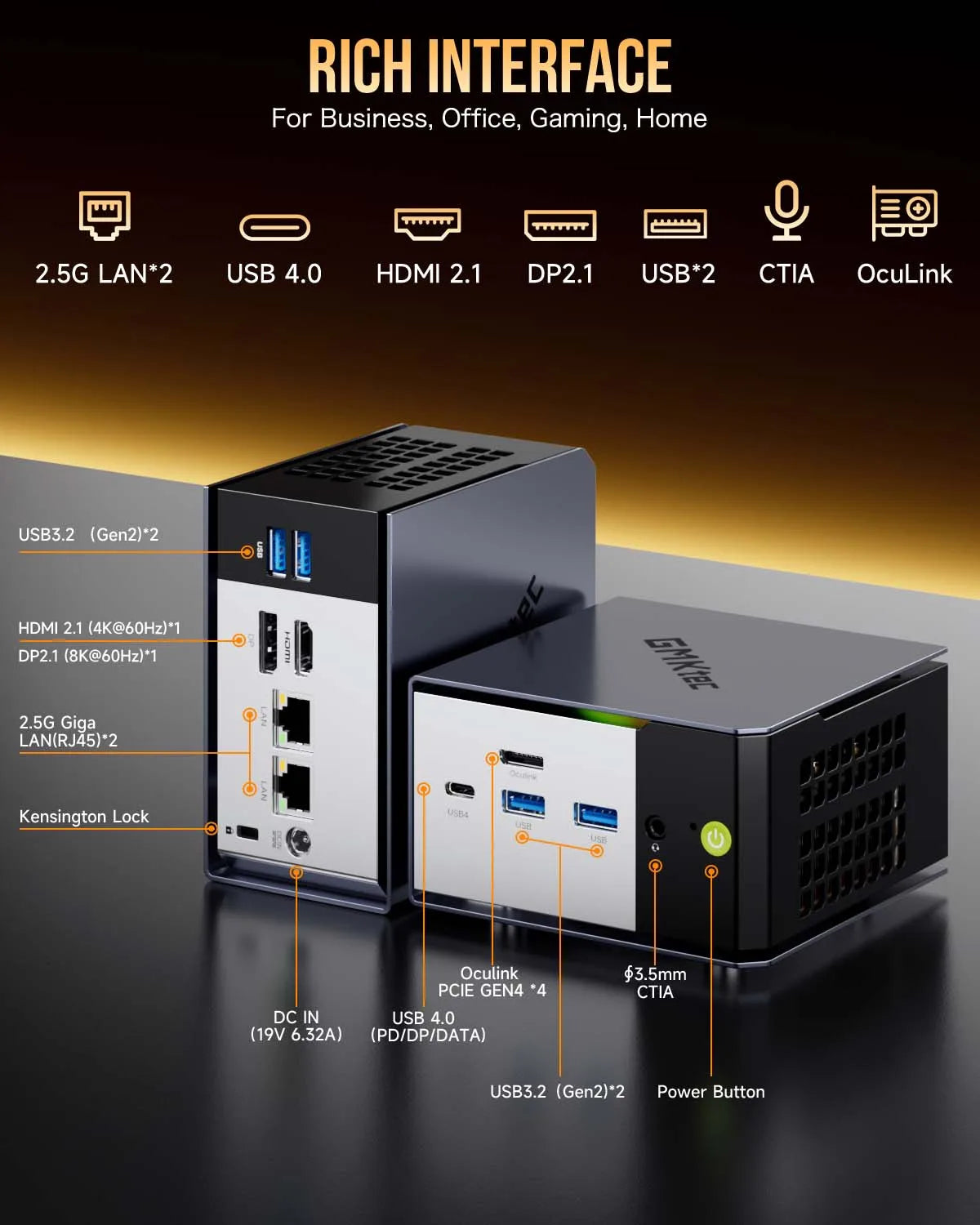 GMKtec EVO-X1 Mini PC AMD AI 9 HX 370 Win11 Pro LPDDR5X