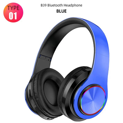 B39 Wireless Illuminated Headset Over-ear HiFi Stereo Headphones Foldable Gaming Headset For Airplane Travel Work Workout Home
