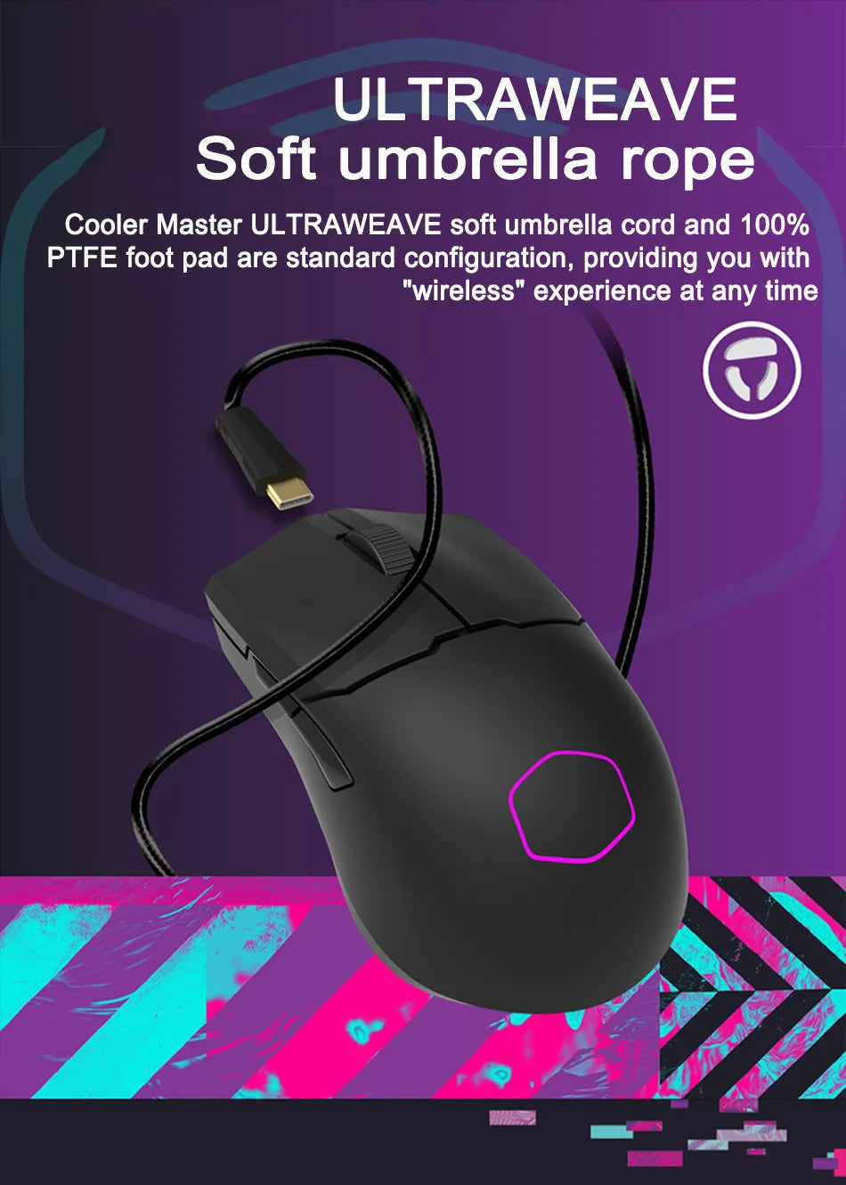 Cooler Master MM712 Wireless Gaming Mouse Three Modes RGB 59G Lightweight 19000DPI Office Mouse Support Bluetooth 5.1