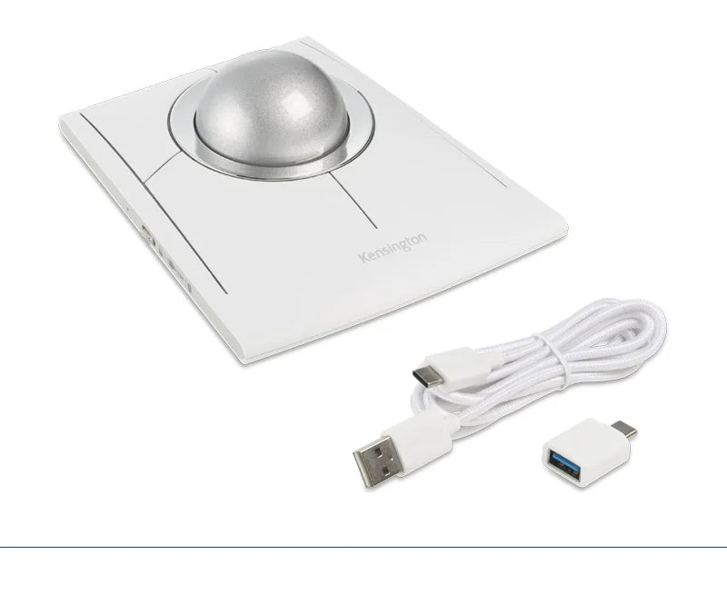 Kensington Wireless/Wired Mouse Trackball SlimBlade Pro White Ergonomic Design for Both Hand for CAD K72084