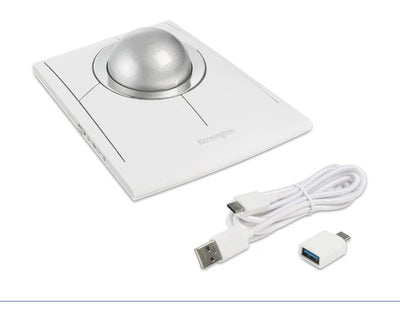 Kensington Wireless/Wired Mouse Trackball SlimBlade Pro White Ergonomic Design for Both Hand for CAD K72084