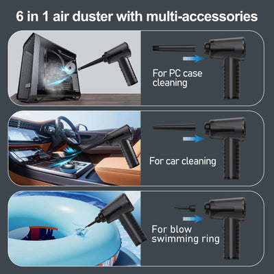 Protable Air Duster for Computer Cleaning 53000RPM Cordless Compressed Air Blower with LED Light for PC computers Keyboard Clean