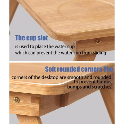 Bamboo Desk With Cooling Fan Adjustable Angles Bed Laptop Table With Cooling Fan Laptop Bed Desk Foldable Tray Drawer For Home