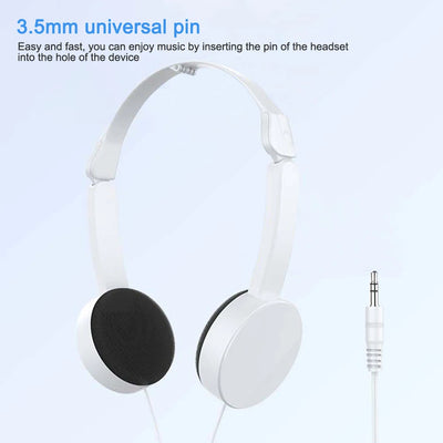 3.5mm Wired Headsets Adjustable Foldable Music Headphones Over Ear Stereo Headband Gaming Earphones Girl Gift for Mobile Tablet