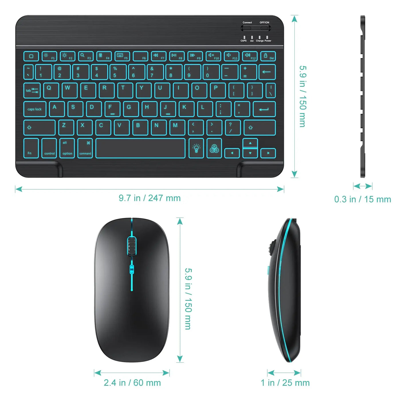 10 inch Backlit For iPad Keyboard and Mouse Backlight Bluetooth Keyboard For IOS Android Windows Wireless Keyboard and Mouse
