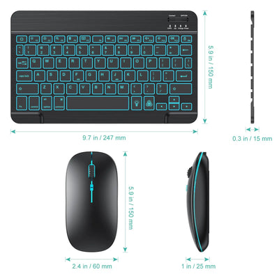 10 inch Backlit For iPad Keyboard and Mouse Backlight Bluetooth Keyboard For IOS Android Windows Wireless Keyboard and Mouse