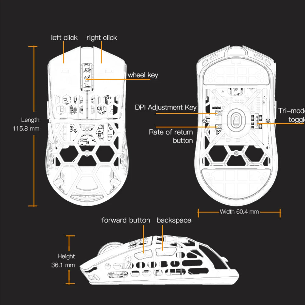 M2 Pro Gaming Mouse Darmoshark Magnesium Alloy Wireless 8K Tri-Mode Computer Game Macro Mouse N52840 PAW3950 40g lightweight