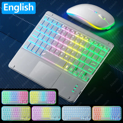 Rechargeable Backlit Tablet Android Keyboard,Wireless Bluetooth Keyboard with Touchpad for Xiaomi Pad 5 6 Pro iPad 9th 10th Gen