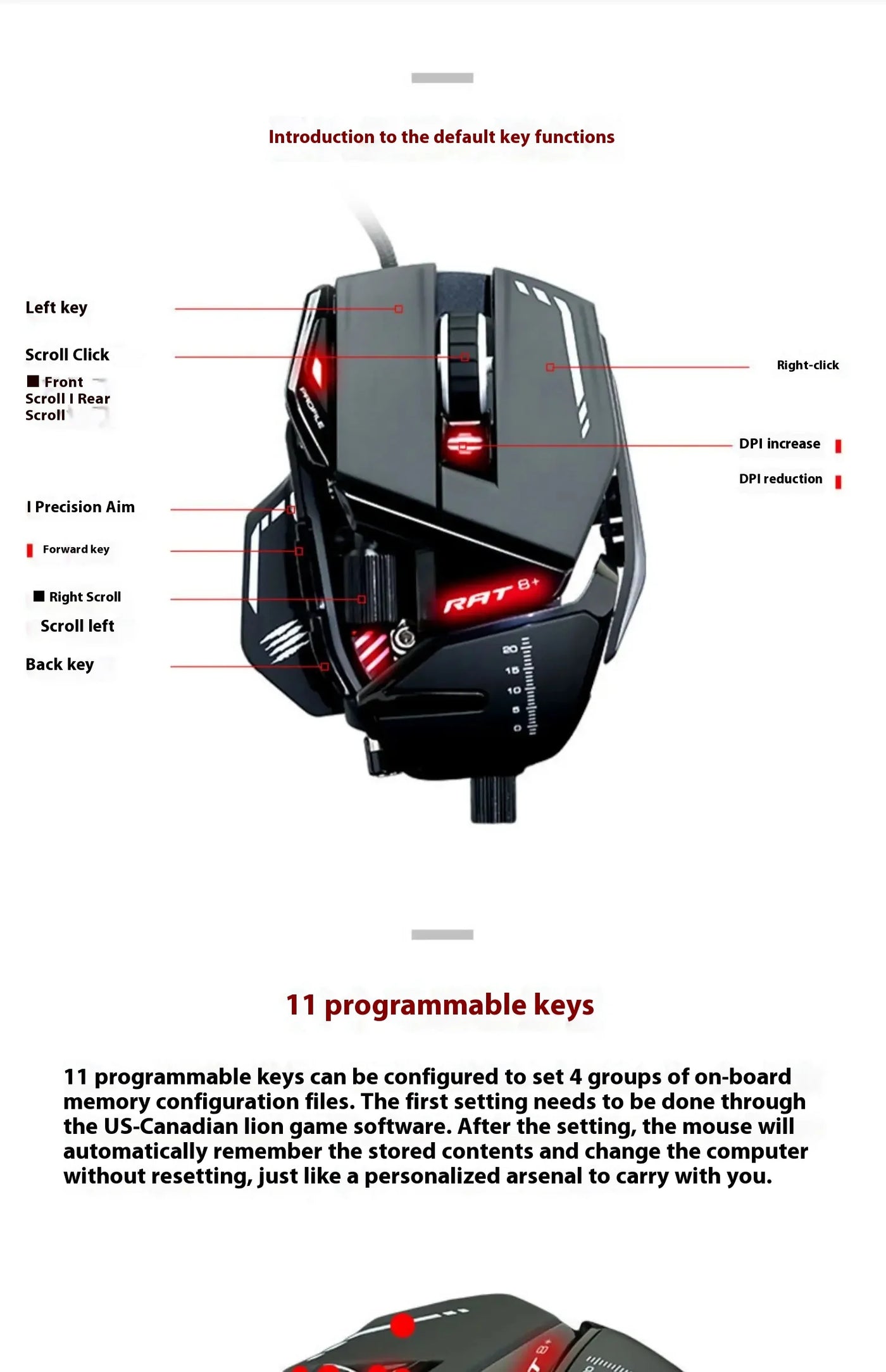 Madcatz Rat8+ Mouseesports Gaming Rat Pro X3 Wired Mechanical Mouse 11 Keys Programming Button Mice Pmw3389 Comfortable Custom