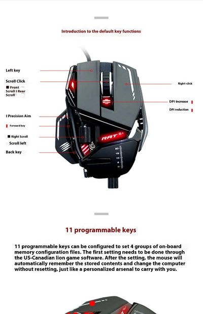 Madcatz Rat8+ Mouseesports Gaming Rat Pro X3 Wired Mechanical Mouse 11 Keys Programming Button Mice Pmw3389 Comfortable Custom