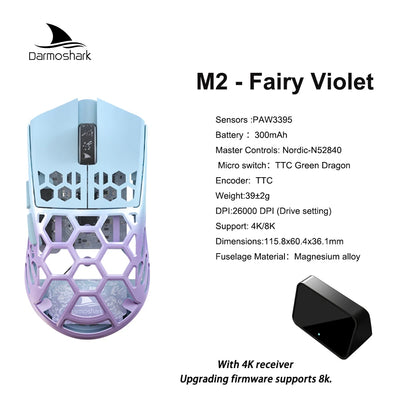 M2 Pro Gaming Mouse Darmoshark Magnesium Alloy Wireless 8K Tri-Mode Computer Game Macro Mouse N52840 PAW3950 40g lightweight