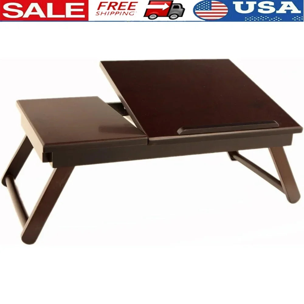 Foldable Wooden Lap Desk with Drawer Perfect Study Reading Work Convenience Easy to Wipe Clean
