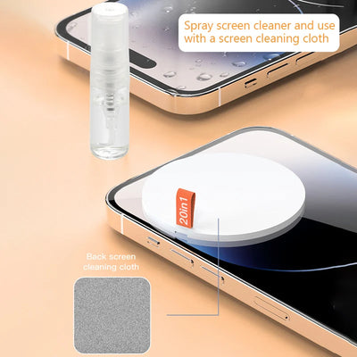 20-in-1 Cleaner Kit Computer Keyboard Brush Earphones Cleaning Pen Screen Cleaning Spray Bottle Cleaning Tools Keycap Puller Set