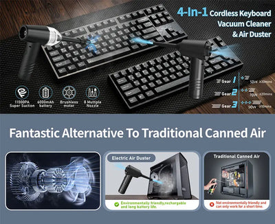 7000Pa PC Keyboard Cleaner 6000mAh  Compressed Air Duster MIni Car Vacuum Cleaner 2 In 1 Air Blower