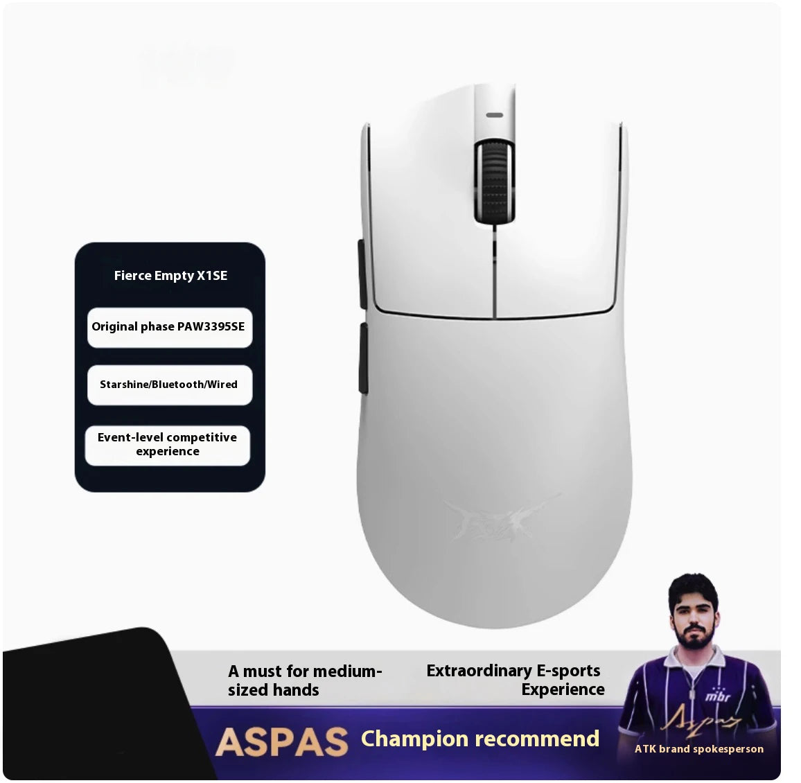 ATK Blazing Sky X1 Pro Max Ultra ULTIMATE Mouse Three Mode Bluetooth Wireless Mouse Paw3950 8K Lightweight FPS E-sports Pc Gamer