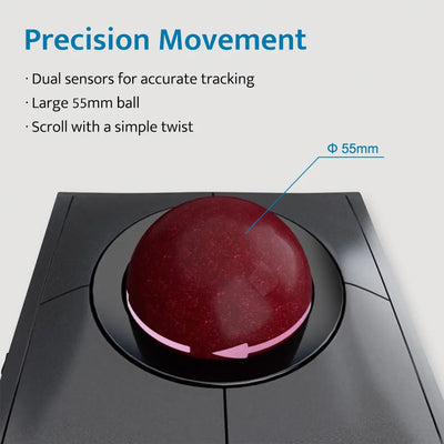Kensington Wireless/Wired Mouse Trackball SlimBlade Pro White Ergonomic Design for Both Hand for CAD K72084