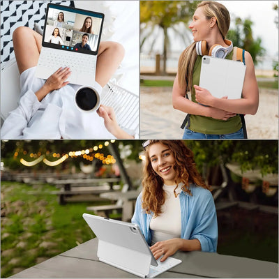 Air 13 Inch Case Keyboard (M3/M2, 2025/2024) &iPad Pro 12.9 inch (3/4/5/6th Gen) Magic Keyboard, Easy-Set Floating Cantilever St