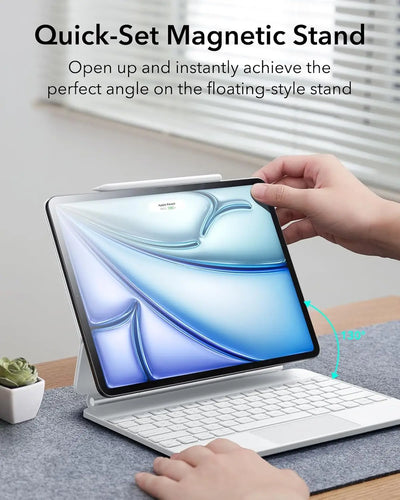 Air 13 Inch Case Keyboard (M3/M2, 2025/2024) &iPad Pro 12.9 inch (3/4/5/6th Gen) Magic Keyboard, Easy-Set Floating Cantilever St