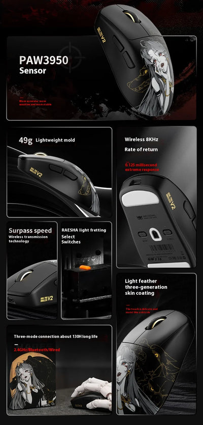 Waizowl Ogm Pro V2 Mouse Three-Mode Wireless Paw3950 30000dpi Gaming Mouse Lightweight Customize Mouse For Desktop Computer Gift