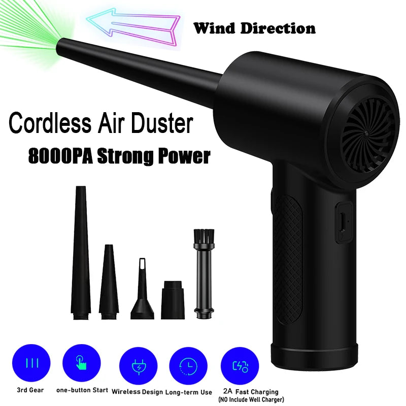 Protable Air Duster for Computer Cleaning 51000RPM Cordless Compressed Air Blower with LED Light for PC computers Keyboard Clean