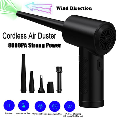 Protable Air Duster for Computer Cleaning 51000RPM Cordless Compressed Air Blower with LED Light for PC computers Keyboard Clean