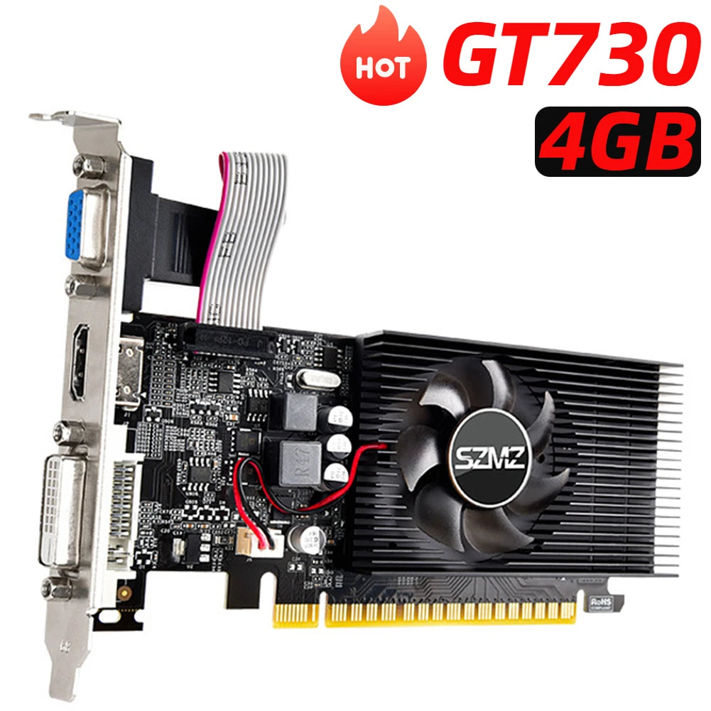 GT730 4GB DDR3 128Bit/64Bit Gaming Video Card with HDMI VGA DVI Port PCI-E2.0 16X PC Graphics Card GT610 1/2GB GPU Display Cards
